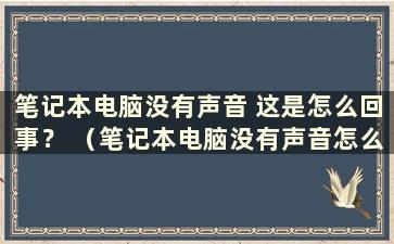 笔记本电脑没有声音 这是怎么回事？ （笔记本电脑没有声音怎么办-笔记本-zol问答）